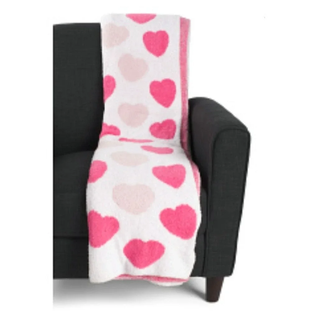 Cupcakes and Cashmere Viral TIKTOK Pink Heart Valentine Throw‎ Blanket NWT